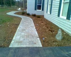 Straight And Curved Walkway With Pavers