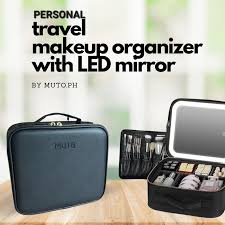 cosmetic bag with led mirror with