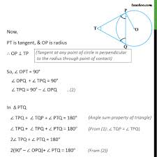 Inscribed angles notes an inscribed angle is an angle that has its on the circle and its contained in of the circle. Example 2 Two Tangents Tp And Tq Are Drawn From Point T