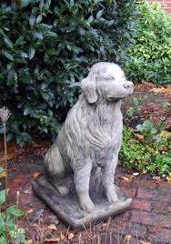 golden retriever dog stone sculpture