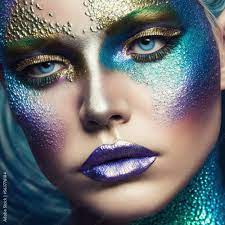 model wearing mermaid makeup colors of