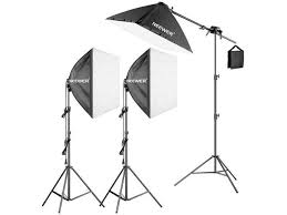 Neewer Photography Studio 600w Softbox Lighting Kit 3 Packs 24x24 Inches Softbox With 45w Fluorescent Light Bulb Light Stands Boom Arm Sandbag For Portraits Video Shooting Us Newegg Com