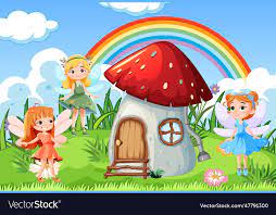 Mushroom House Fairy Tale With Cartoon