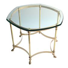 hexagonal brass side table with glass