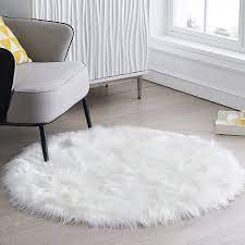 faux fur round rugs white sheepskin fur