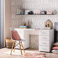 2.7 out of 5 stars with 3 reviews. Pulton Large White Writing Desk With Drawers By Furniturefactor