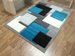teal rug runner modern abstract design