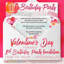 Valentines Day 1st Birthday Party Invitations Free