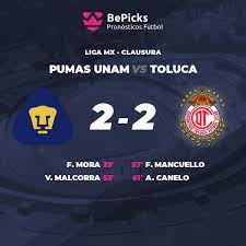 Pumas unam is still trying to regroup after the disastrous start to the season it has had. Pumas Unam Vs Toluca Predictions Preview And Stats