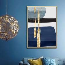 gold abstract framed canvas wall art