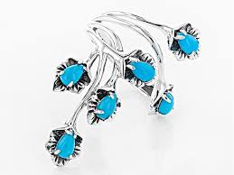 blue sleeping beauty turquoise silver fl ring