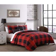 buffalo plaid 5 piece red and black