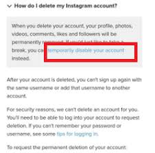 to delete insram account on android