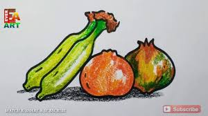 Easy drawing for kids, mumbai, maharashtra, india. Sill Life Drawing With Oil Pastel Colour Very Easy Still Life Of Fruits Drawing Very Easy For Kids Youtube