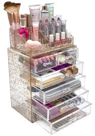 glitter makeup jewelry storage case display set