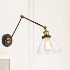 Shop Modern Farmhouse Swing Arm Wall Lighting Plug In Adjustable Clear Glass Wall Sconce 20 X 7 25 X 14 Overstock 28121689