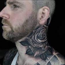 Rose flower tattoos on men's neck. Neck Tattoos 50 Most Beautiful And Attractive Neck Tattoos