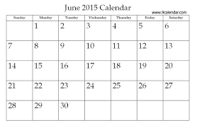 June Calendar 2015 Printable Calendar