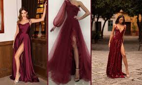 burgundy prom dresses stylish looks