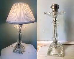 40s Clear Hobnail Glass Table Lamp