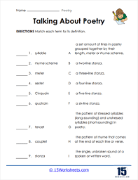 poetry worksheets 15 worksheets com
