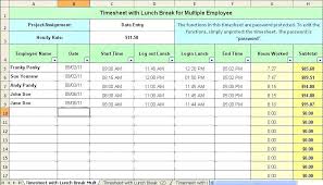 Multiple Employee Template Excel Via Break And Lunch