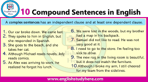 10 compound sentences in english