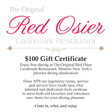 100 gift certificate the red osier