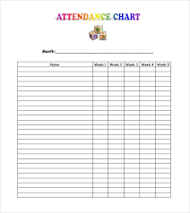 sample attendance chart templates in ms