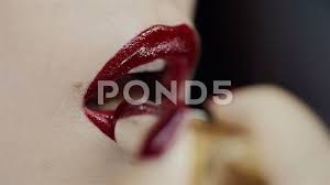 female lips with red lipstic