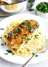 Chicken Piccata Over Pasta gambar png