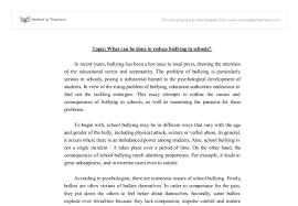 Essay Example on Bullying   Bullying   School Shooting    pages The Struggle  High School to College