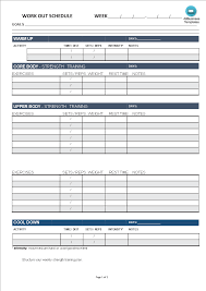 Work Out Chart Template Templates At Allbusinesstemplates