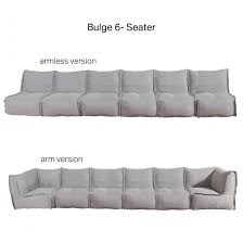 bulge 6 seater modular sofa armless