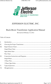 Jefferson Electric Inc Buck Boost Transformer Application