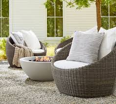 10 best outdoor papasan chairs of may 2021. Torrey All Weather Wicker Papasan Swivel Chair Charcoal Gray Pottery Barn
