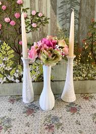 3 Milk Glass Vase For Flowers Vase Set
