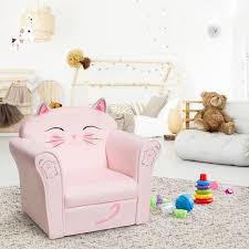 Kids Cat Armrest Couch Upholstered Sofa