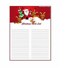 Wish List Template Christmas Picture Templates Printable