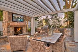 Outdoor Fireplace With Pergola Photos