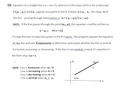Q1 Equation Of A Straight Line Is Y