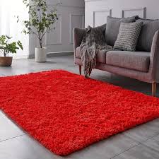 pv velvet plush rug solid red living