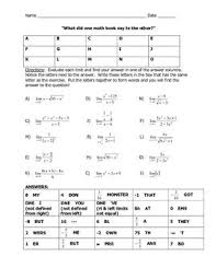 Extra practice chapter 5 answer key algebra 1(pdf) speech and language processing: Limit Joke Worksheet Mathematics Worksheets Basic Algebra Worksheets Ap Calculus