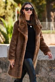 Buy Sosandar Brown Faux Mink Fur Coat