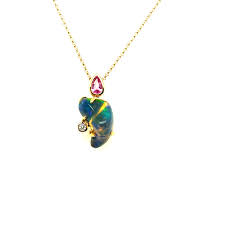 water opal and tanzanite pendant
