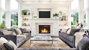 Luxury Living Room With Fireplace