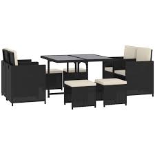 Outsunny 9 Pieces Patio Wicker Dining