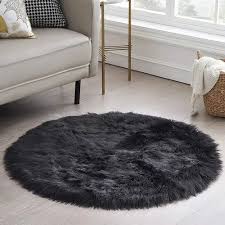 white round faux fur rug at rs 359