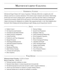 maintence carpet cleaning resume sle