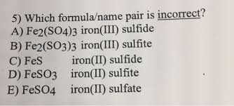 which formula name pair is incorrect